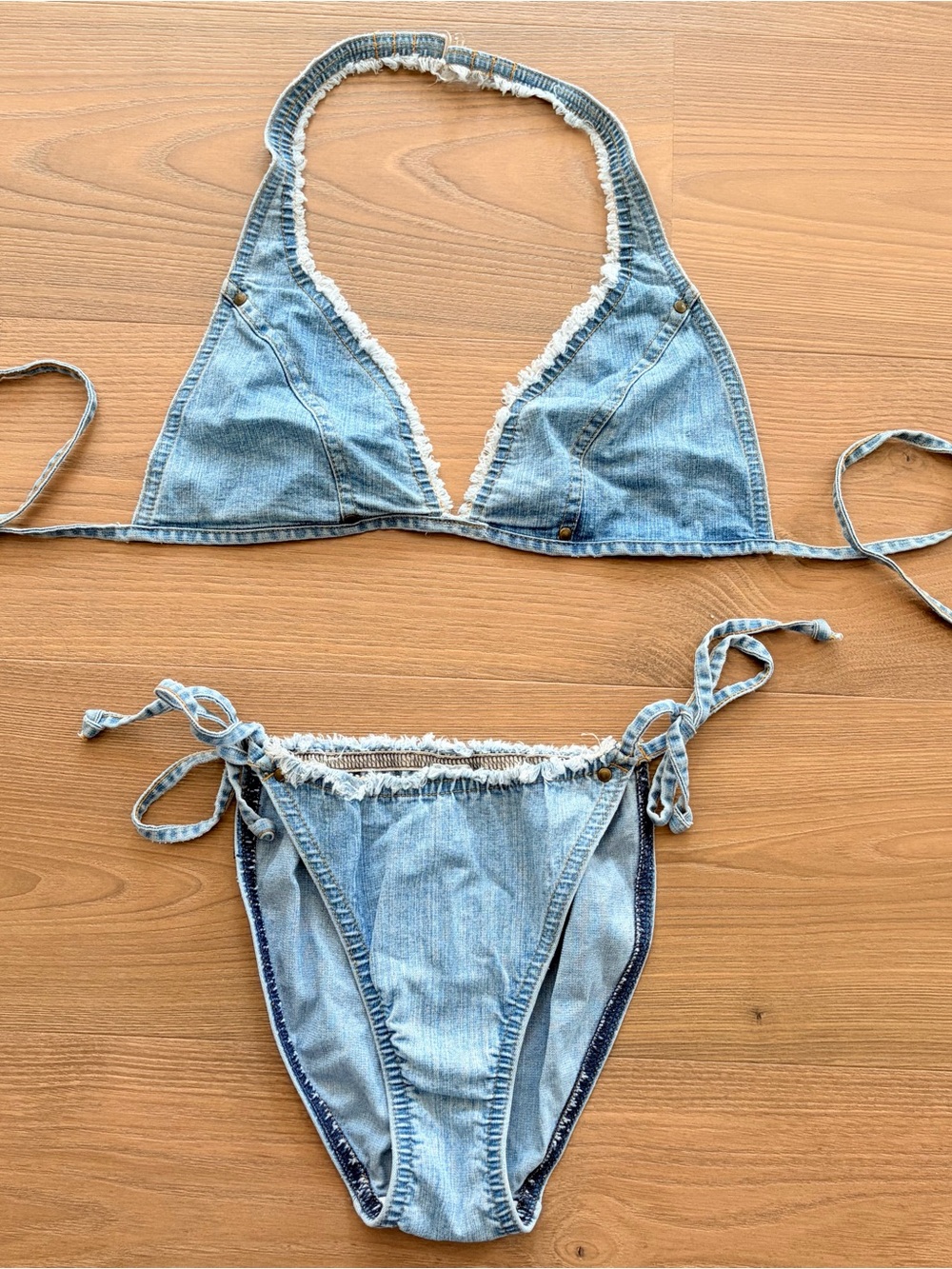 Rampage Swim Light Blue Denim Bandeau Bikini Set